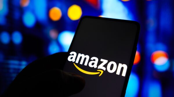 Amazon logo seen displayed on a smartphone